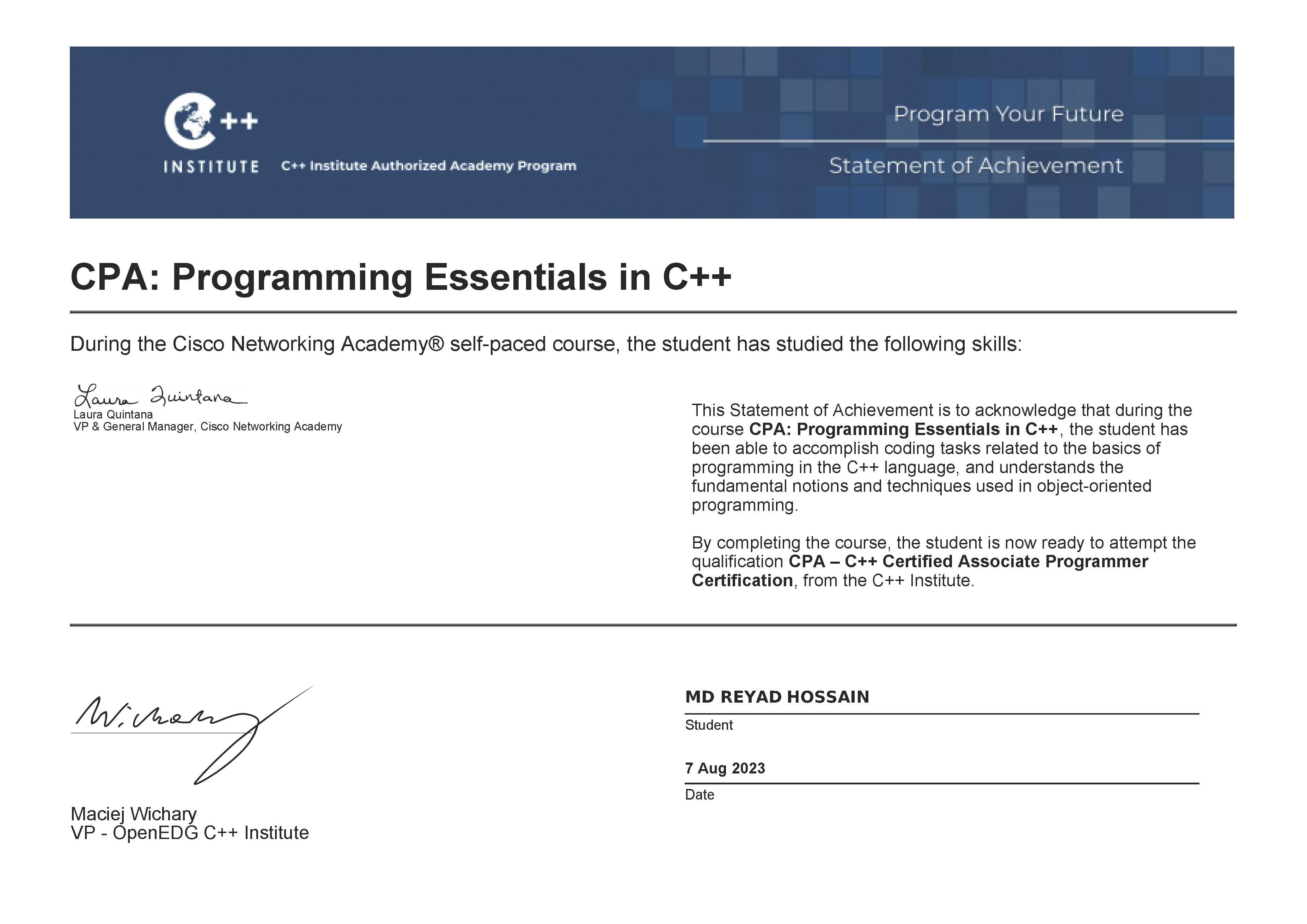 Image of CPA Programming Essentials in C++ | Cisco